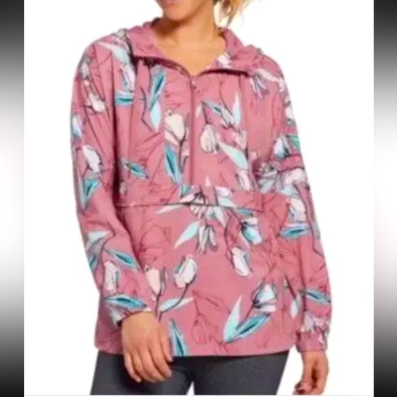 CALIA | by Carrie Underwood floral 1/2 zip hooded jacket windbreaker SZ Small - Picture 1 of 4